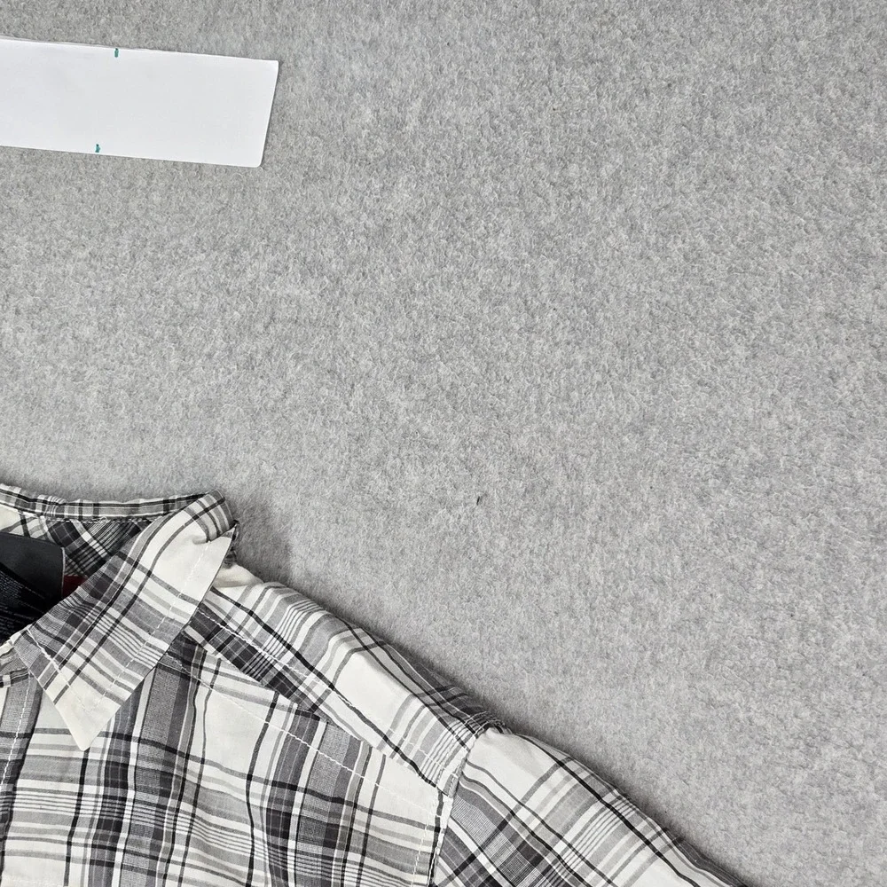The North Face Men Button Up Shirt M White Plaid Western Short Sleeve READ
